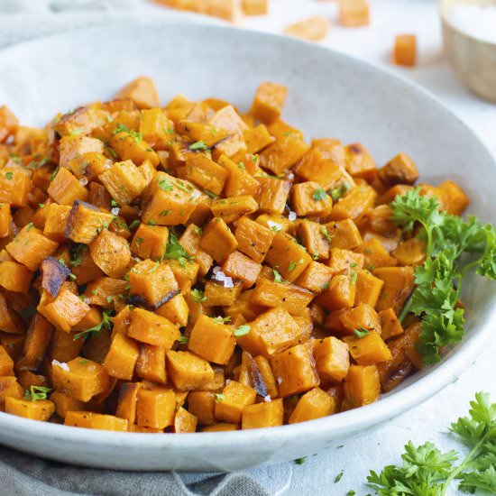 Roasted Sweet Potato Cubes