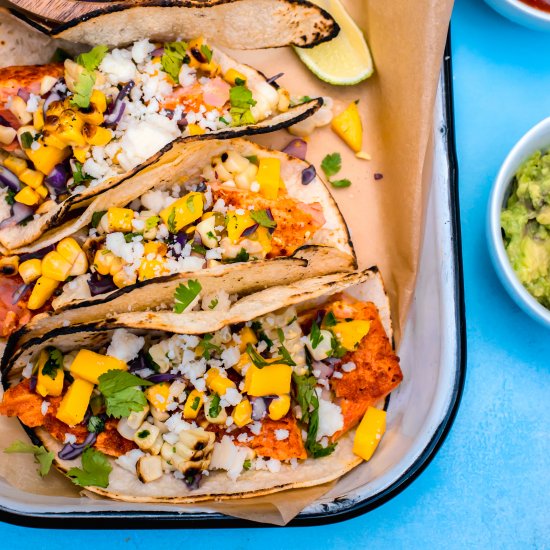 Salmon Tacos with Mango Corn Salsa