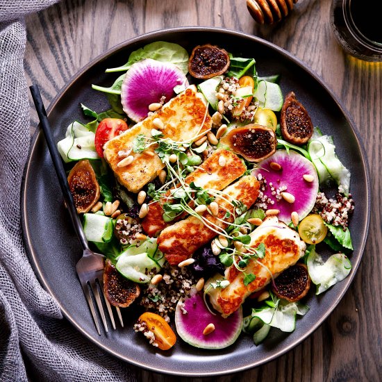 Halloumi Salad with quinoa and figs