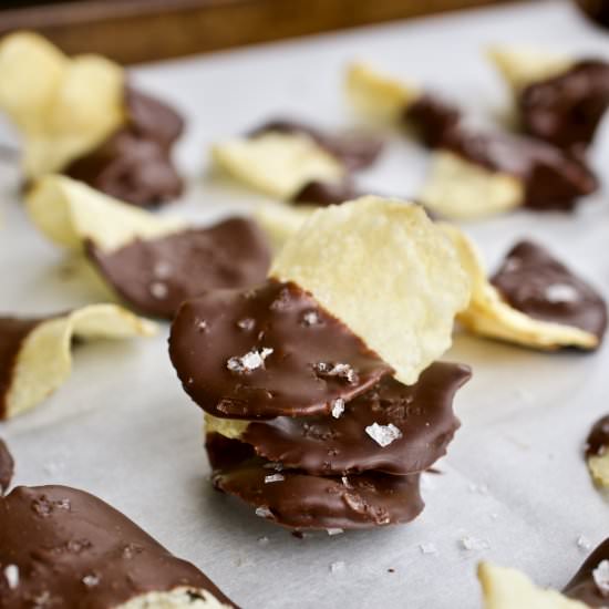 Salted Dark Chocolate Dipped Chips