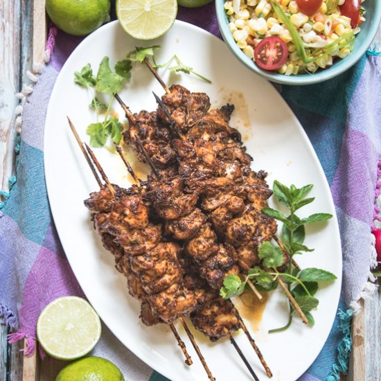 Grilled Adobo Chicken Kebabs