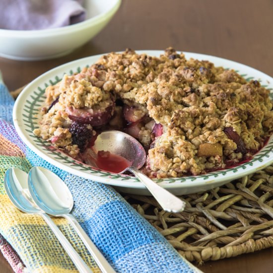 Ginger Plum and Pear Crisp