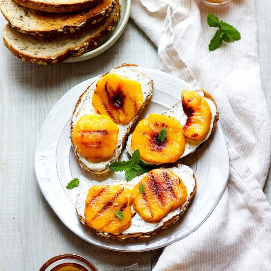 Grilled Peach Honey Chia Toast