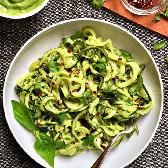 Zucchini Noodles with Avocado Cream