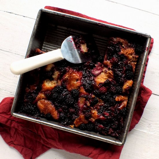 Blackberry croissant bread pudding