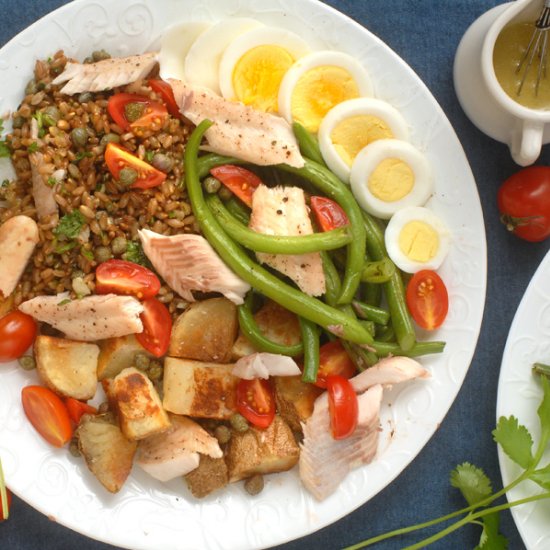 Green bean potato and trout salad