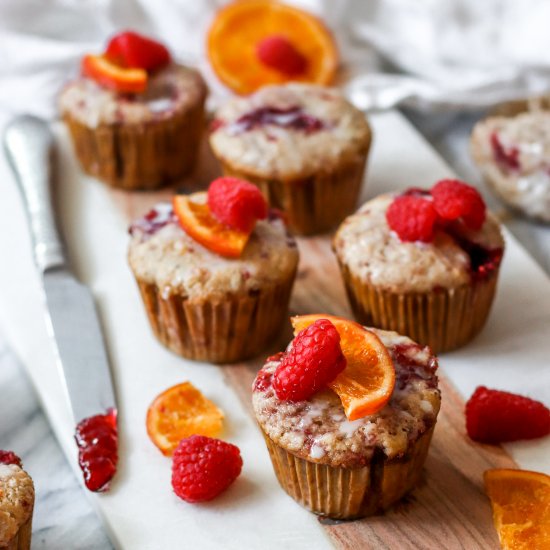 Vegan Orange & Raspberry Jam Muffin