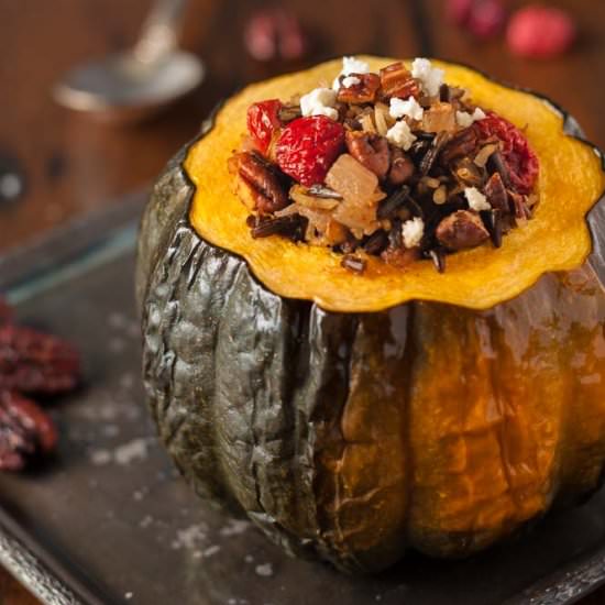 Wild Rice Stuffed Acorn Squash