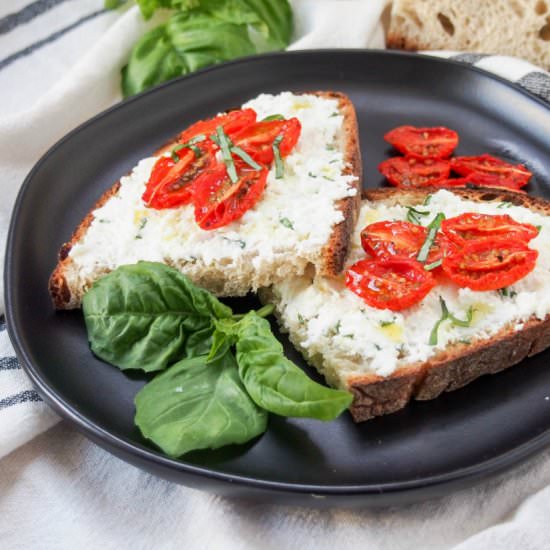 Basil ricotta toast