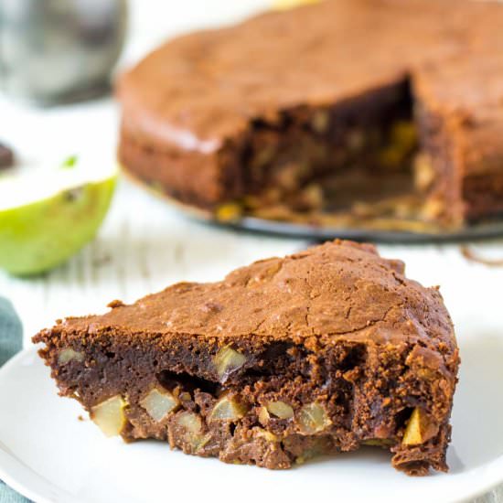 Soft Pear Chocolate Walnut Cake