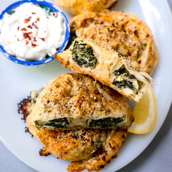 Round Borek with Wilted Greens