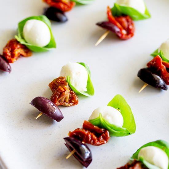 Sun-dried Tomato Caprese Skewers