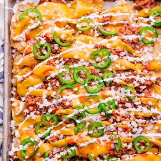 Sheet Pan Chili Cheese Nachos