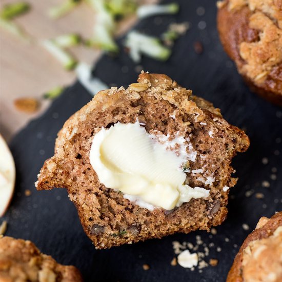 Apple Zucchini Streusel Muffins