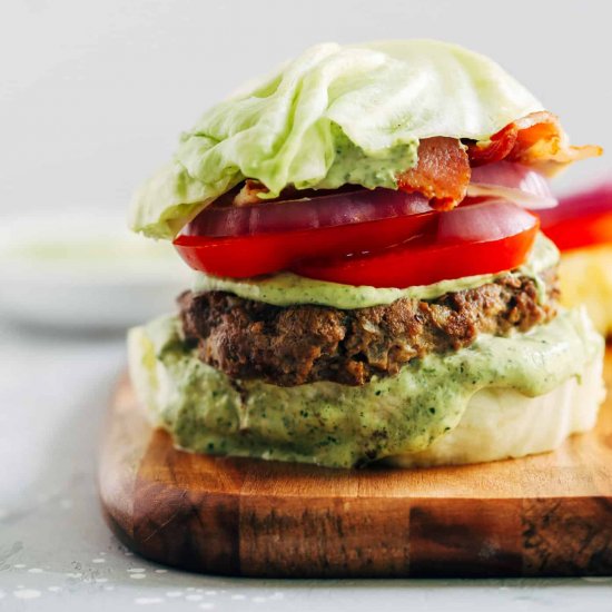 Spinach Sauce Bunless Burger