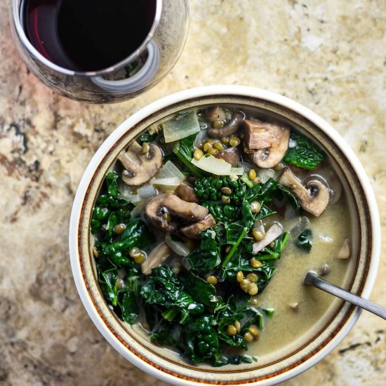 Mushroom Lentil Soup with Kale