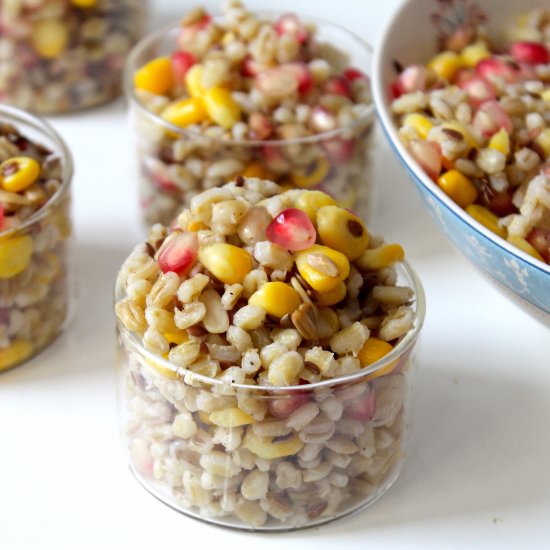 Corn & Pomegranate barley salad