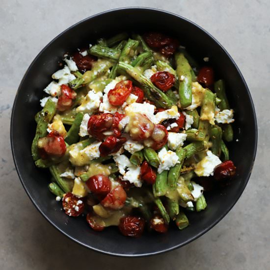 roast green bean and tomato salad