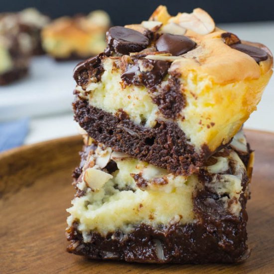 Chocolate Almond Cheesecake Brownie