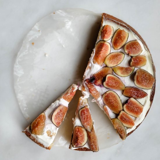 Olive oil cake with labneh and figs