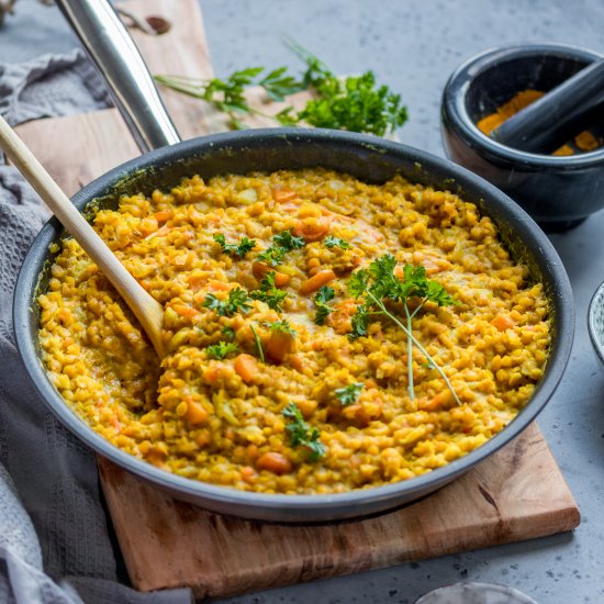 Red lentil curry with coconut milk