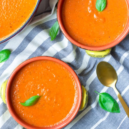 Roasted Tomato Soup with Basil