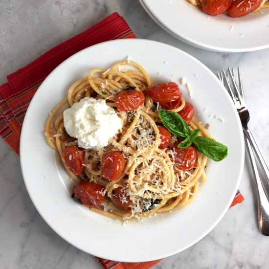 Bucatini with Burst Tomatoes