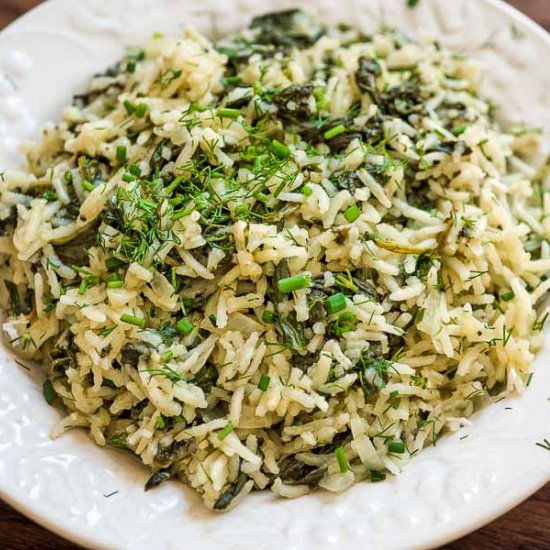 Spanakorizo (Greek Spinach Rice)