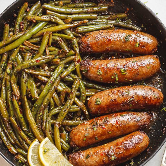 Garlic Butter Sausages & Green Bean