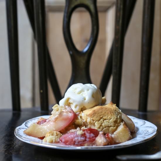 Plum Nectarine Cornbread Cobbler