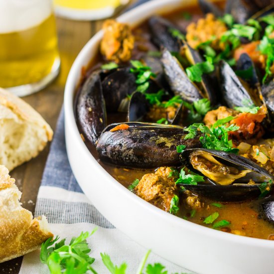 Beer-Steamed Mussels