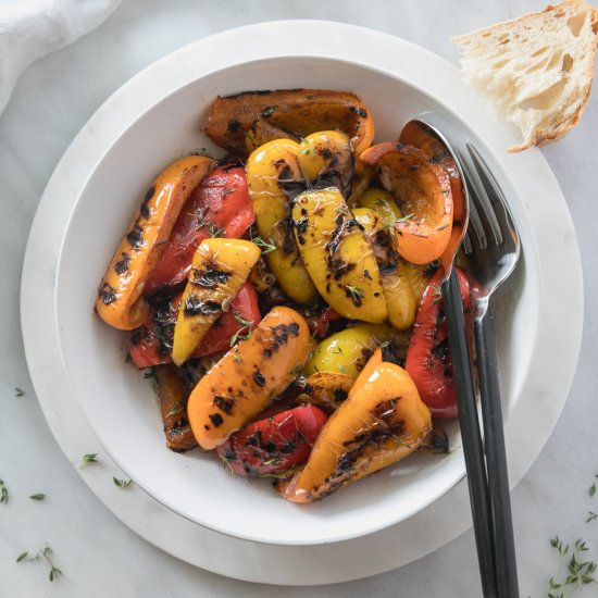 Balsamic Thyme Grilled Peppers