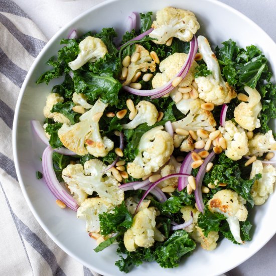 Roasted Cauliflower and Kale Salad