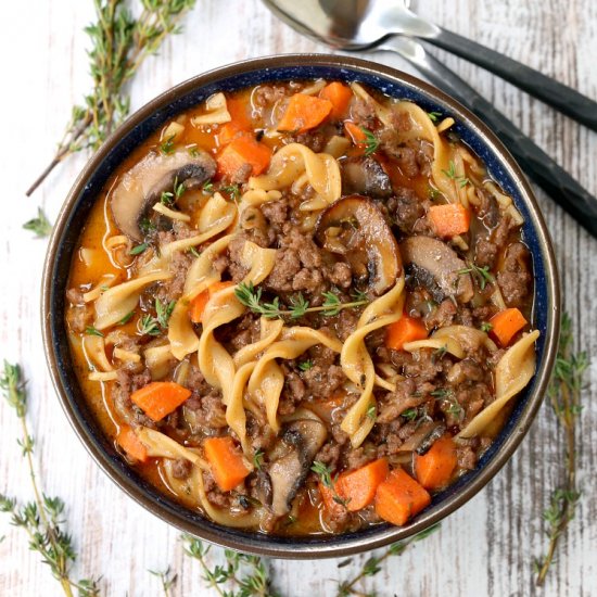 Beef Burgundy Mushroom Soup