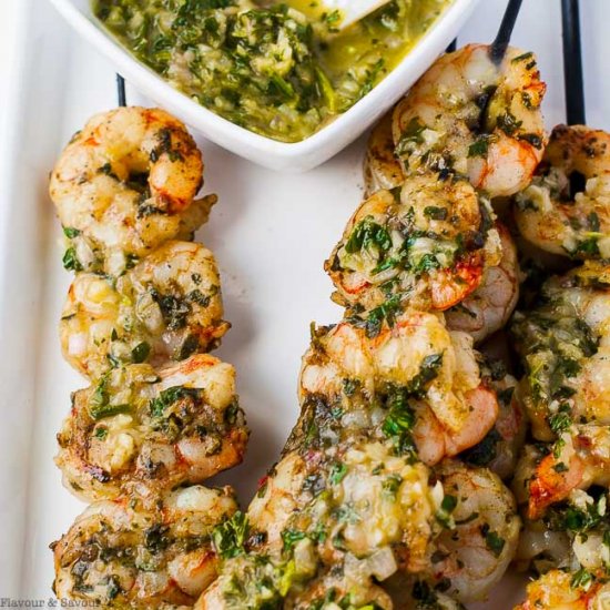 Grilled Chimichurri Shrimp Skewers