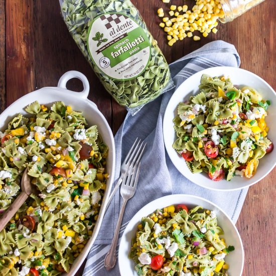 corn + goat cheese pasta salad