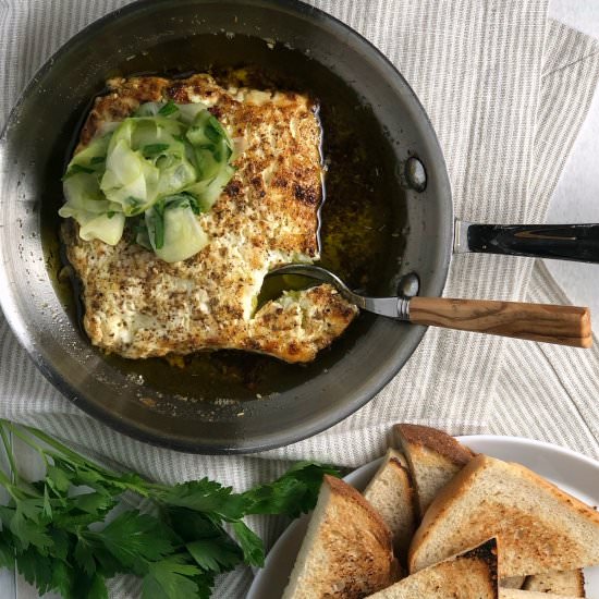 Baked Feta with Pickled Cucumbers