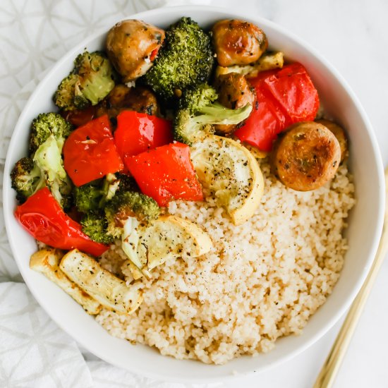 Healthy Sheet Pan Sausage + Veggies