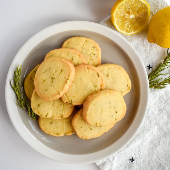 Lemon Rosemary Shortbread Cookies