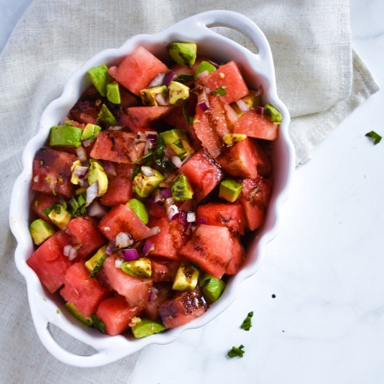 Watermelon Avocado Mint Salad