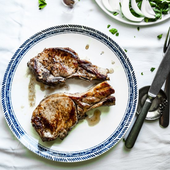 Juicy Pork chops with wine