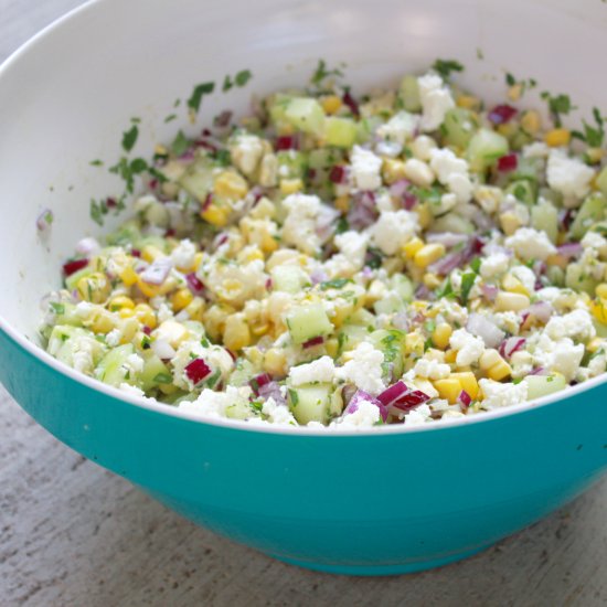 Cucumber Corn Salad with Feta