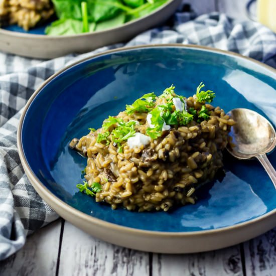 Black Garlic Risotto with Mushroom