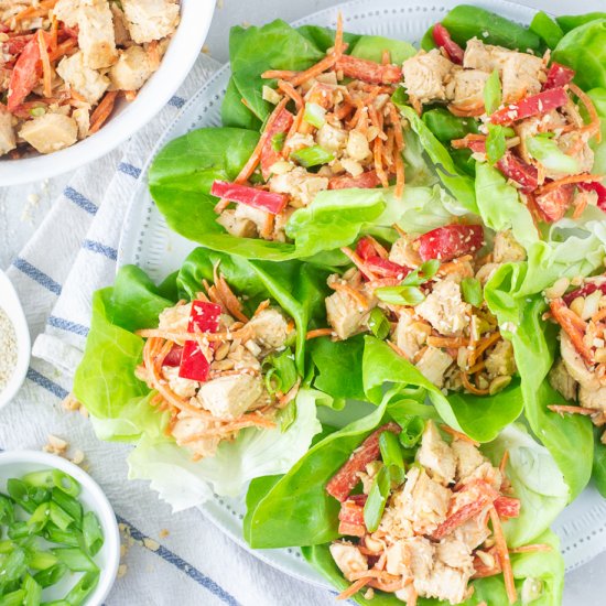 Thai Peanut Chicken Salad Wraps