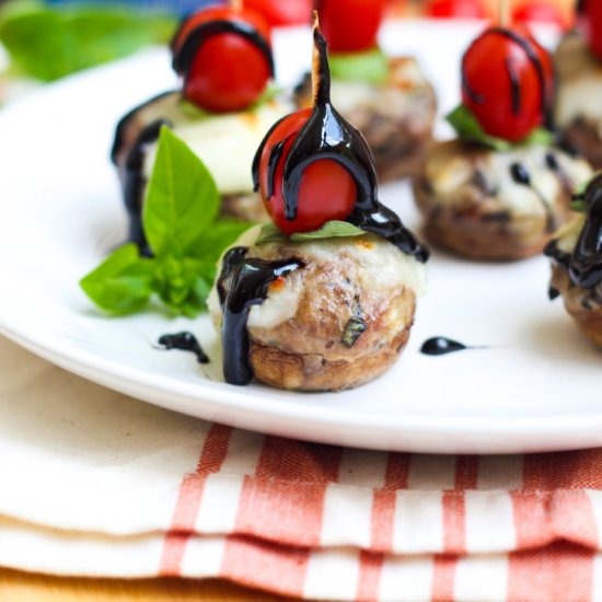 Caprese Mushroom Cheeseburger Bites