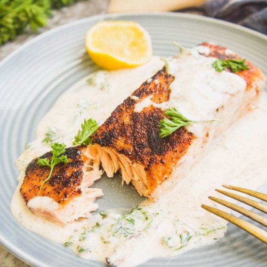 Pan Seared Salmon In Cream Sauce