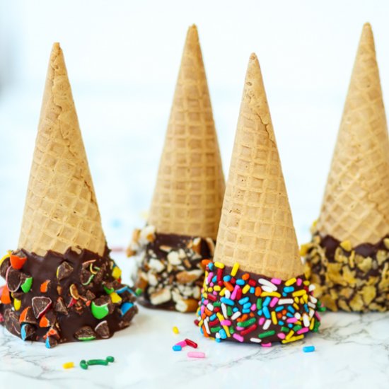 Chocolate Dipped Ice Cream Cones