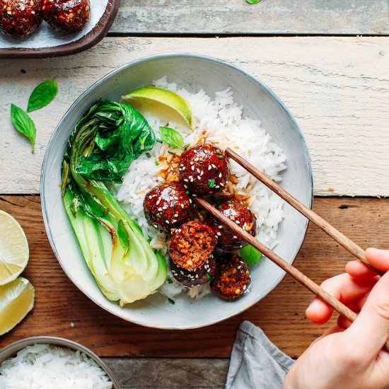 Vegan Tender Teriyaki Meatballs