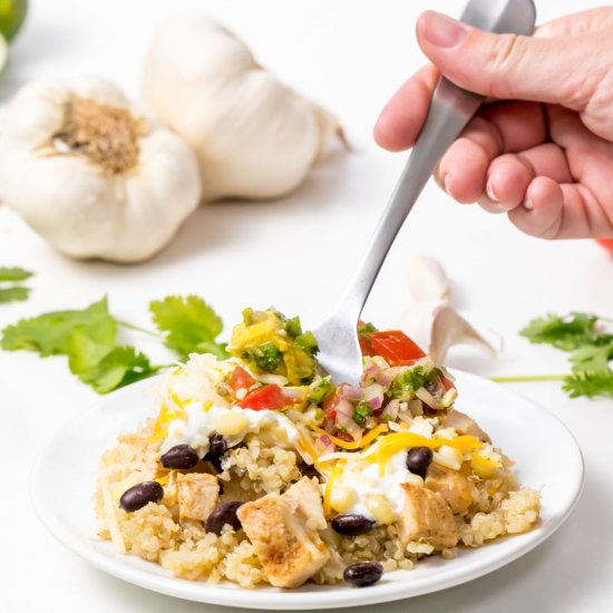 Chicken and quinoa burrito bowls