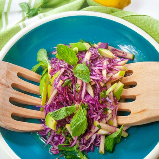 Purple Cabbage, Apple and Mint Slaw